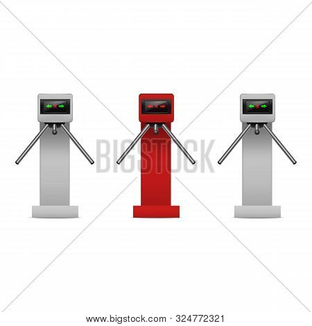 Realistic Detailed 3d Turnstile Entrance Access Set Control System Boundary Concept Electronic Tourn