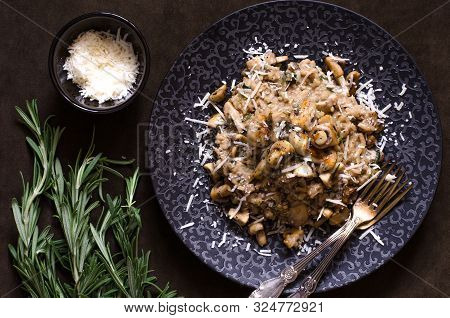 Italian Risotto With Mushrooms Rosemary And Parmesan
