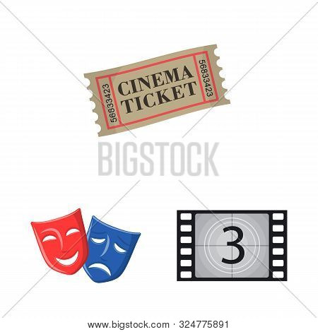 Vector Design Of Cinema And Theater Logo. Set Of Cinema And Entertainment Stock Vector Illustration.