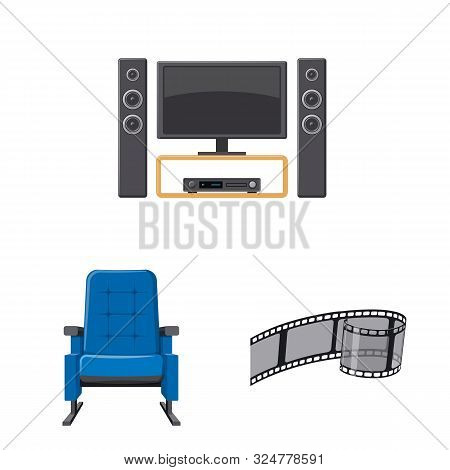 Vector Illustration Of Cinema And Theater Logo. Set Of Cinema And Entertainment Stock Symbol For Web