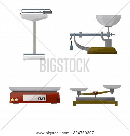 Vector Design Of Weigher And Balance Icon. Collection Of Weigher And Weight Stock Vector Illustratio
