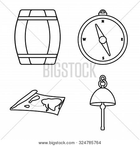 Vector Illustration Of Ocean And Travel Logo. Set Of Ocean And Voyage Vector Icon For Stock.
