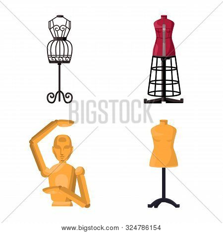 Vector Illustration Of Mannequin And Fashion Logo. Set Of Mannequin And Form Vector Icon For Stock.