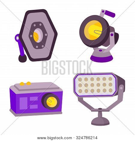 Vector Illustration Of Light And Theater Icon. Set Of Light And Studio Stock Symbol For Web.