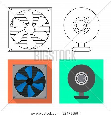 Vector Design Of Accessories And Device Logo. Set Of Accessories And Electronics Vector Icon For Sto