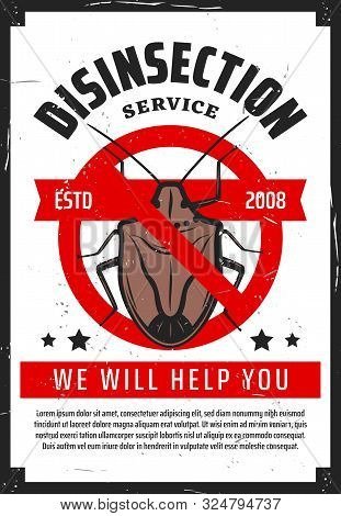 Pest Control Service, Professional Home Disinsection Vintage Poster. Vector Disinsection And Extermi