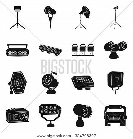 Vector Illustration Of Light And Theater Sign. Set Of Light And Club Vector Icon For Stock.