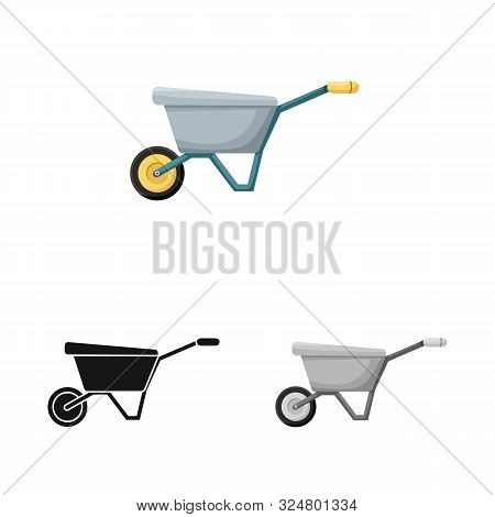 Vector Design Of Trolley And Gardening Symbol. Graphic Of Trolley And Tools Vector Icon For Stock.