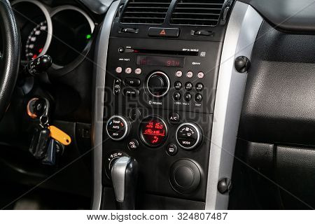 Novosibirsk, Russia - September 07, 2019:  Suzuki Grand Vitara,close-up Of The Dashboard, Adjustment