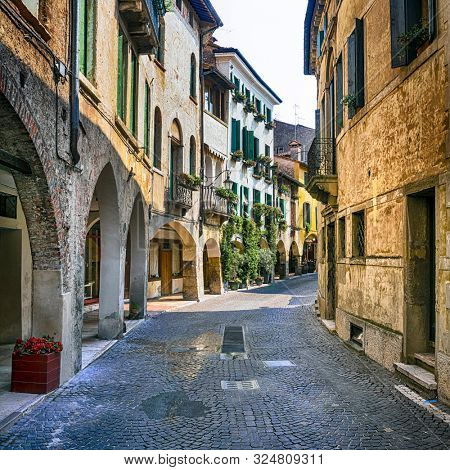 Romantic medieval towns of Italy, Old charming streets of Asolo , Veneto region