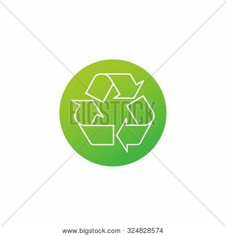 Recycle Symbol Green Arrows Logo Web Icon In Circle. Stock Vector Illustration Isolated On White Bac