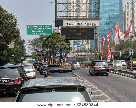 Jakarta, Indonesia - August 17, 2019: Traffic On Jalan S Parman In Slipi District.