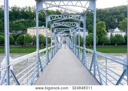 Mullner Steg Pedestrian Bridge In Salzburg