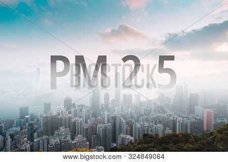 Smog City From Pm 2.5 Dust. Cityscape With Bad Air Pollution, Pm 2.5 Concept, Bangkok, Thailand