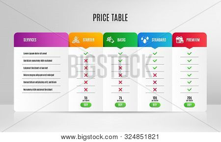 Rainy Weather, Fair Trade And Touchscreen Gesture Icons Simple Set. Pricing Table, Price List. Surpr