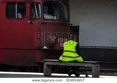 Train Crew Waiting To Do The Last Checking On The Train Platform At The Railway Station Of Bucharest