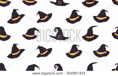 Witch Hat Seamless Pattern Vector. Halloween Set Vector
