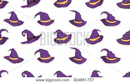 Witch Hat Seamless Pattern Vector. Halloween Set Vector