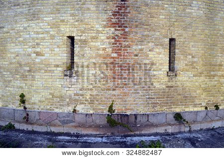 Polygonal foundation masonry. The masonry is similar to the abandoned cities of South America. The mystery of local history. The Kiev Fortress. In Kiev,Ukraine