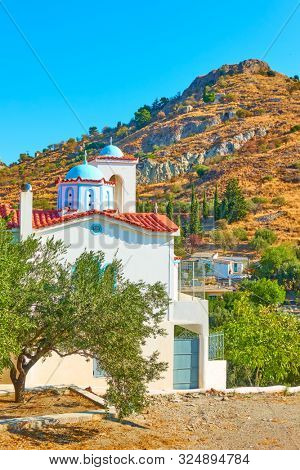 St Catherine monastery in Aegina Island, Greece - Greek rural landscape