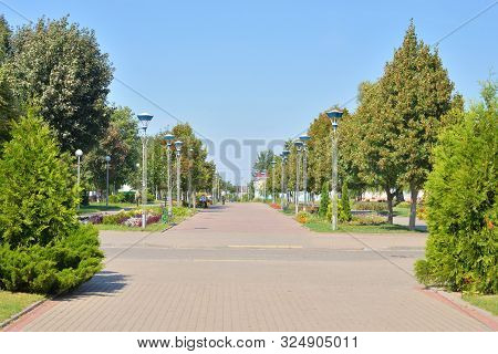 Lenin Street In Stolin At Sunny Summer Day, Belarus.