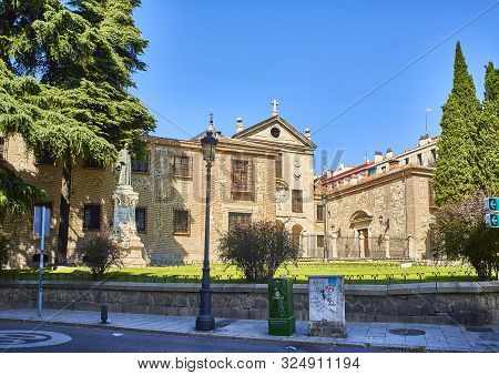 Madrid, Spain - September 27, 2019. Principal Facade Of The Royal Monastery Of La Encarnacion With T