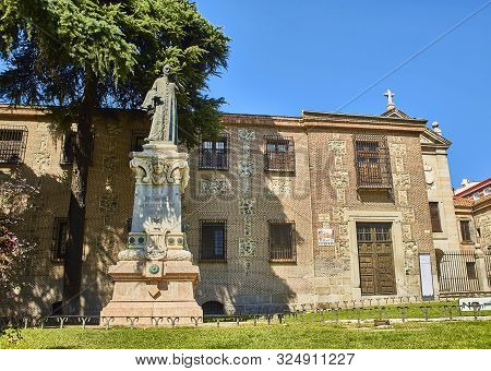 Madrid, Spain - September 27, 2019. Principal Facade Of The Royal Monastery Of La Encarnacion With T