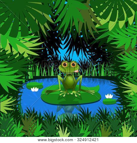 Stock Illustration Of A Frog In The Jungle At The Pond