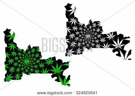 Ogun State (subdivisions Of Nigeria, Federated State Of Nigeria) Map Is Designed Cannabis Leaf Green
