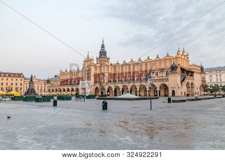 Kakow, Poland - July 26, 2019: Krakow Cloth Hall In The Morning.