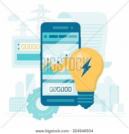 Smart Energy Consumption Concept. Flat Cartoon Vector Illustration