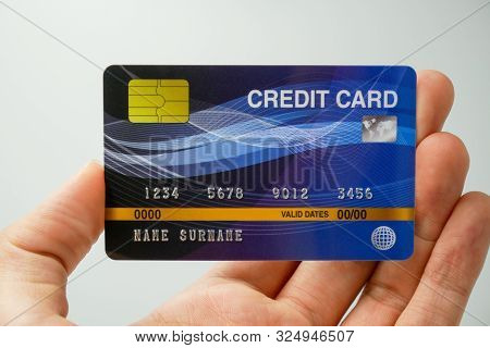 Mockup Credit Card, The Popular Payment Method With Plastic And Chipcard Card Close Up Shot And Isol