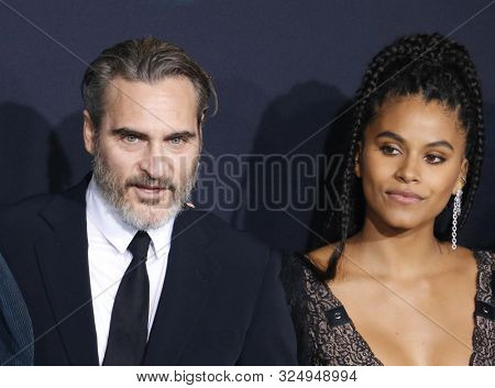 Joaquin Phoenix and Zazie Beetz at the Los Angeles premiere of 'Joker' held at the TCL Chinese Theatre IMAX in Hollywood, USA on September 28, 2019.