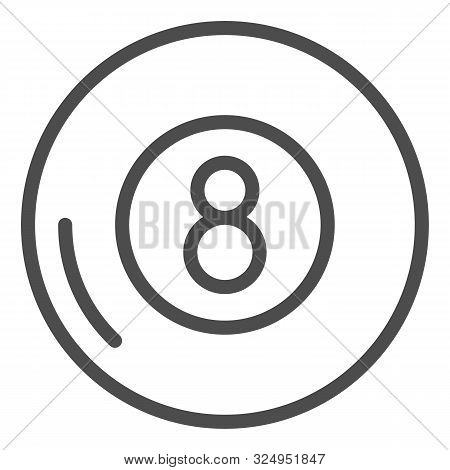 Billiards Line Icon. Billiard Ball Vector Illustration Isolated On White. Eight Ball Outline Style D