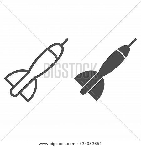 Dart Arrow Line And Glyph Icon. Darts Vector Illustration Isolated On White. Dart Game Outline Style