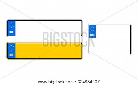 Ireland Car Plate. Vehicle Registration Number. Vector Illustration.