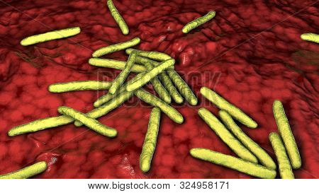 Mycobacterium Leprae Bacteria, The Causative Agent Of Leprosy, 3d Illustration
