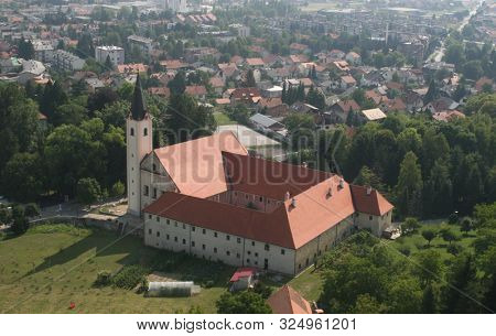 SAMOBOR, CROATIA - JUNE 19, 2011: Church of the Assumption of the Virgin Mary and Franciscan Monastery in Samobor, Croatia