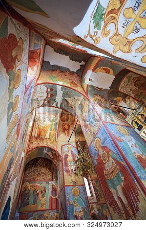 Sviyazhsk, Russia - August 20, 2019. Frescoes In The Assumption Cathedral Of 16th Century, Located A