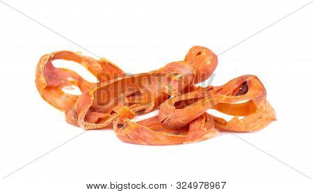 Mace, Nutmeg Flower, Myristica Fragrans, Isolated On White Background. Natural Spice In Indian Cooki