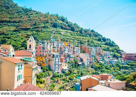 Beautiful Cozy Bay With Boats And Clear Turquoise Water In Italy