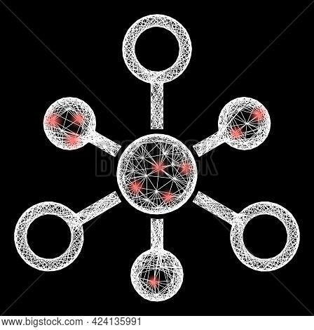 Glowing Network Internet Nodes Frame With Flash Nodes. Constellation Vector Mesh Created From Intern