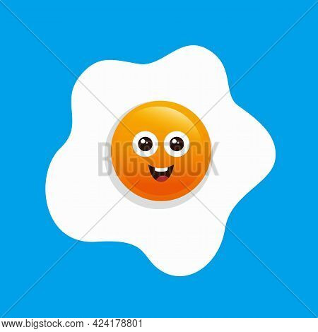 Vector Of Happy Cute Smilling Fried Egg Character Illustration Design