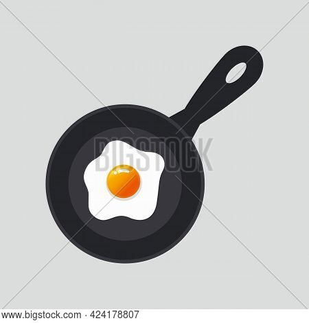 Vector Illustration Of Fried Egg In A Frying Pan Design, Fried Egg Cartoon Template