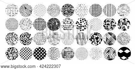 Set Of Abstract Textured Highlight Element, Hand Drawn Texture For Ig Stories Cover. Nordic Scandina