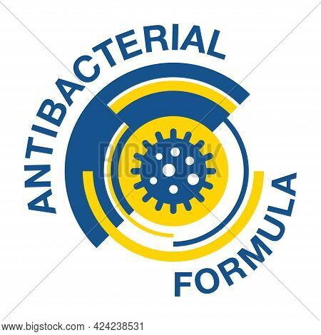 Antiviral Antibacterial Formula Vector Blue And Yellow Badge Badge, Symbolize Health Protection, Han