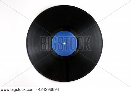 Old Black Vinyl Records Isolated On White Background. With Clipping Path. Black Vinyl Record - Vinta