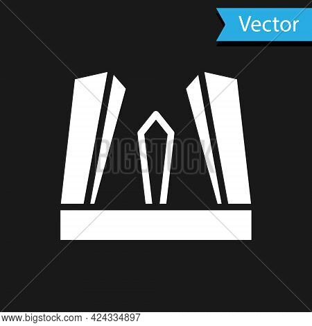 White Gate Of Europe Icon Isolated On Black Background. The Puerta De Europa Towers. Madrid City, Sp