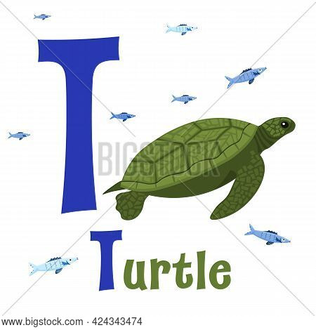 Sea Animals Alphabet. Abc For Children. Letter T