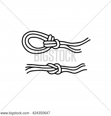 Nautical Knots Icons. Outline Drawing, Doodle, Black And White Illustration, Vector Stock.
